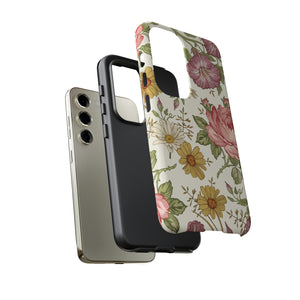 Fabric Vintage Flower Samsung Case (Protective) Phone Case