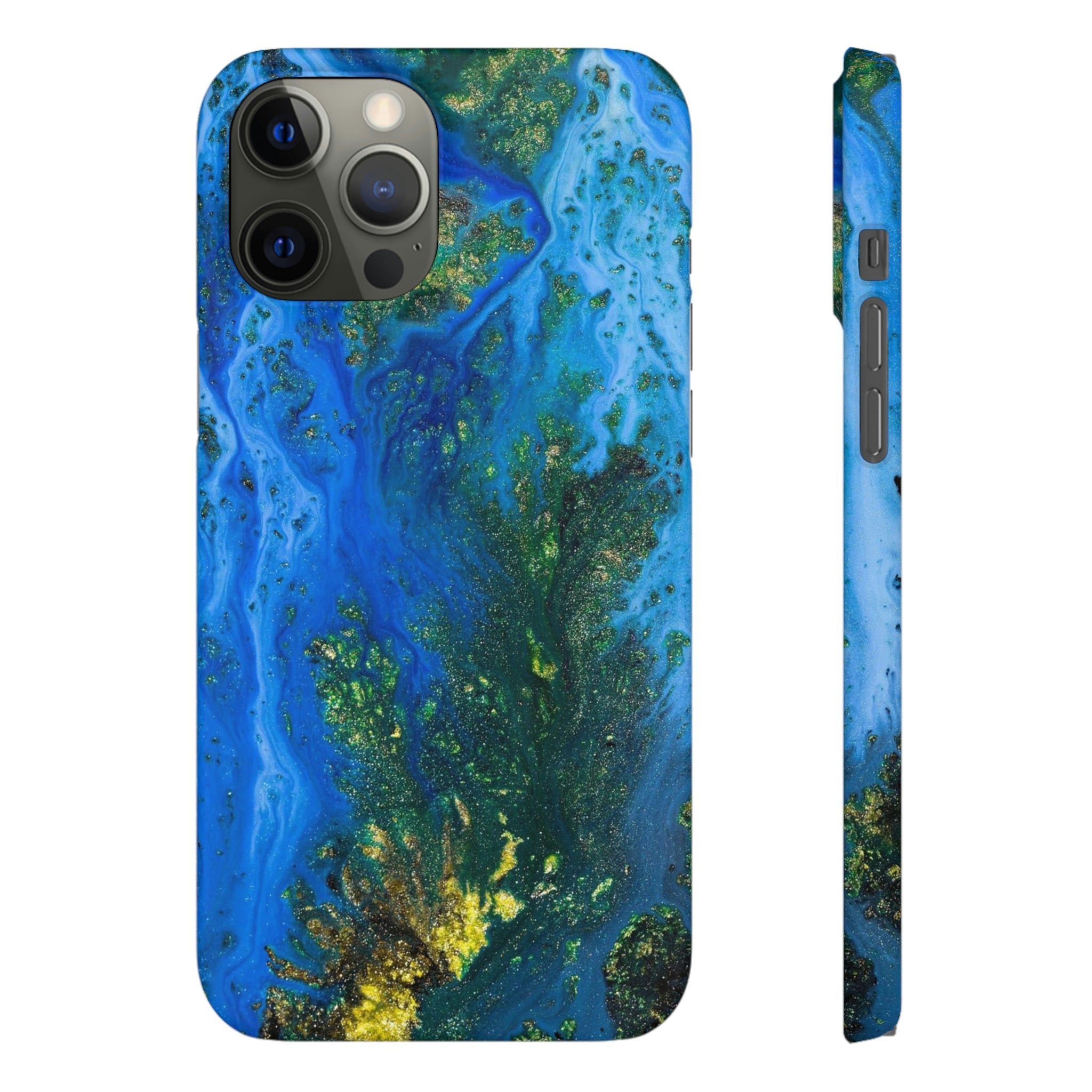 Blue Globe Ink Art iPhone Case (Slim) iPhone 12 Pro Max Matte Phone Case