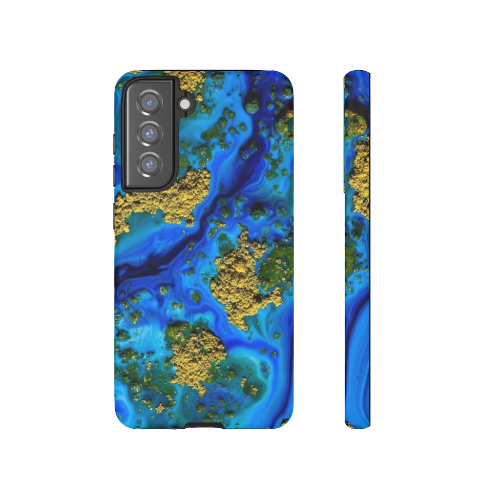 Blue Clear Ocean Ink Art Android Case (Protective) Samsung S21 FE Matte Phone Case