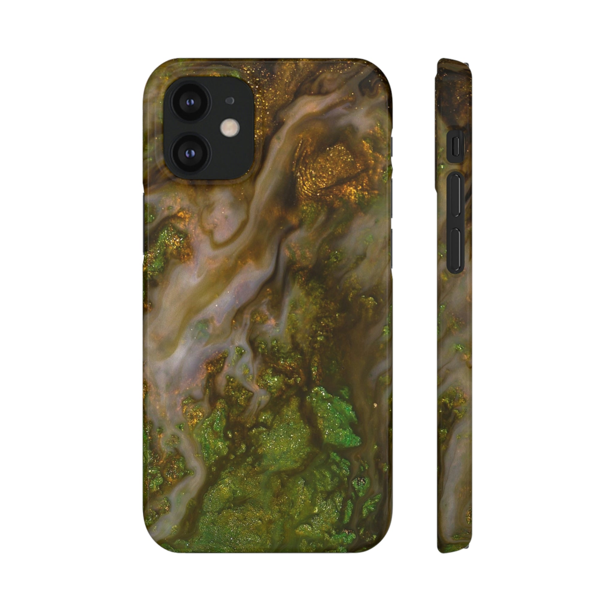 Smaragd Green Ink Art iPhone Case (Slim) iPhone 12 Mini Glossy Phone Case