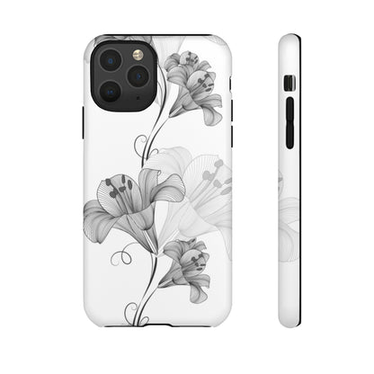 Lily Flower Monochrome iPhone Case (Protective) iPhone 11 Pro Matte Phone Case