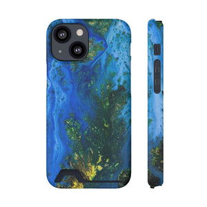 Blue Globe Ink Art iPhone Case (Card) iPhone 13 Mini Matte With gift packaging Phone Case