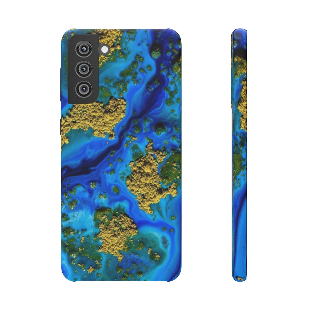 Blue Clear Ocean Ink Art Android Case (Slim) Samsung Galaxy S21 Plus Glossy Phone Case