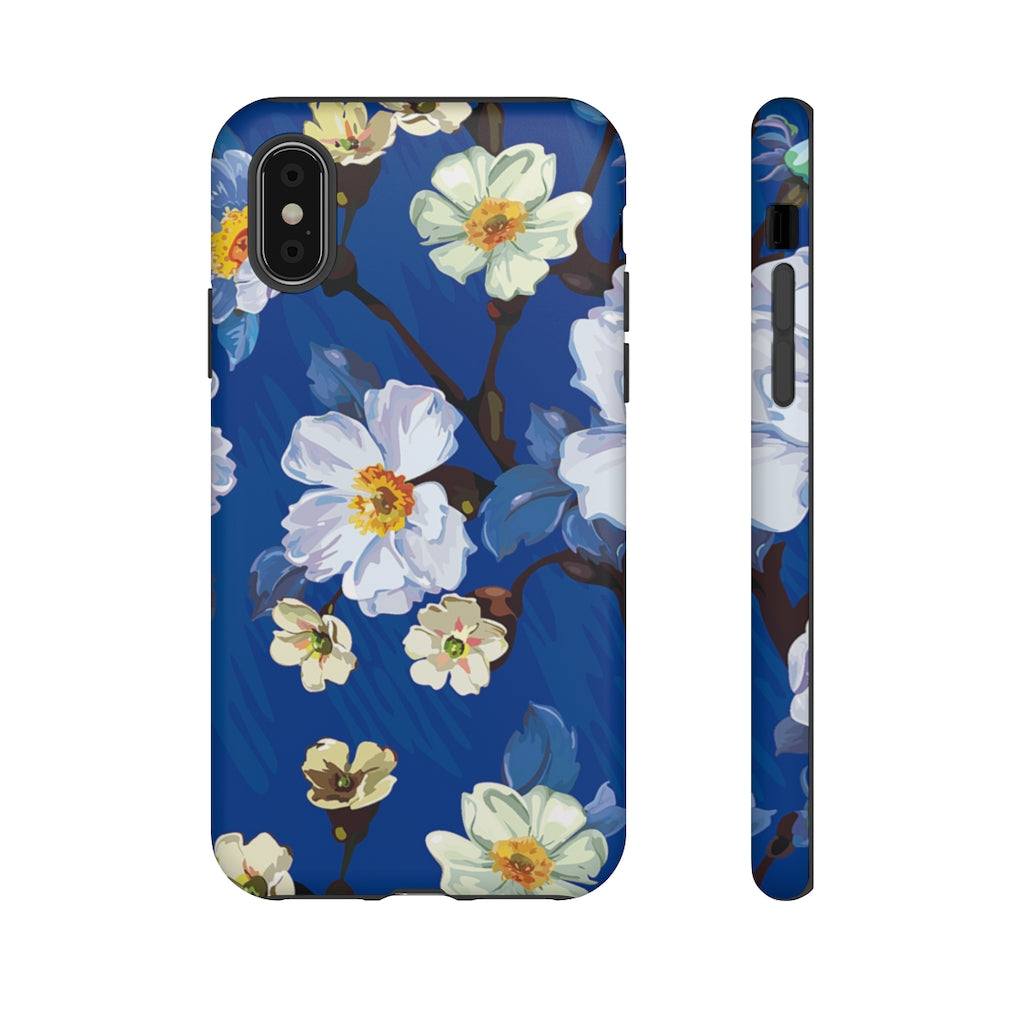 Elegant Flower on Blue iPhone Case (Protective) iPhone XS Matte Phone Case