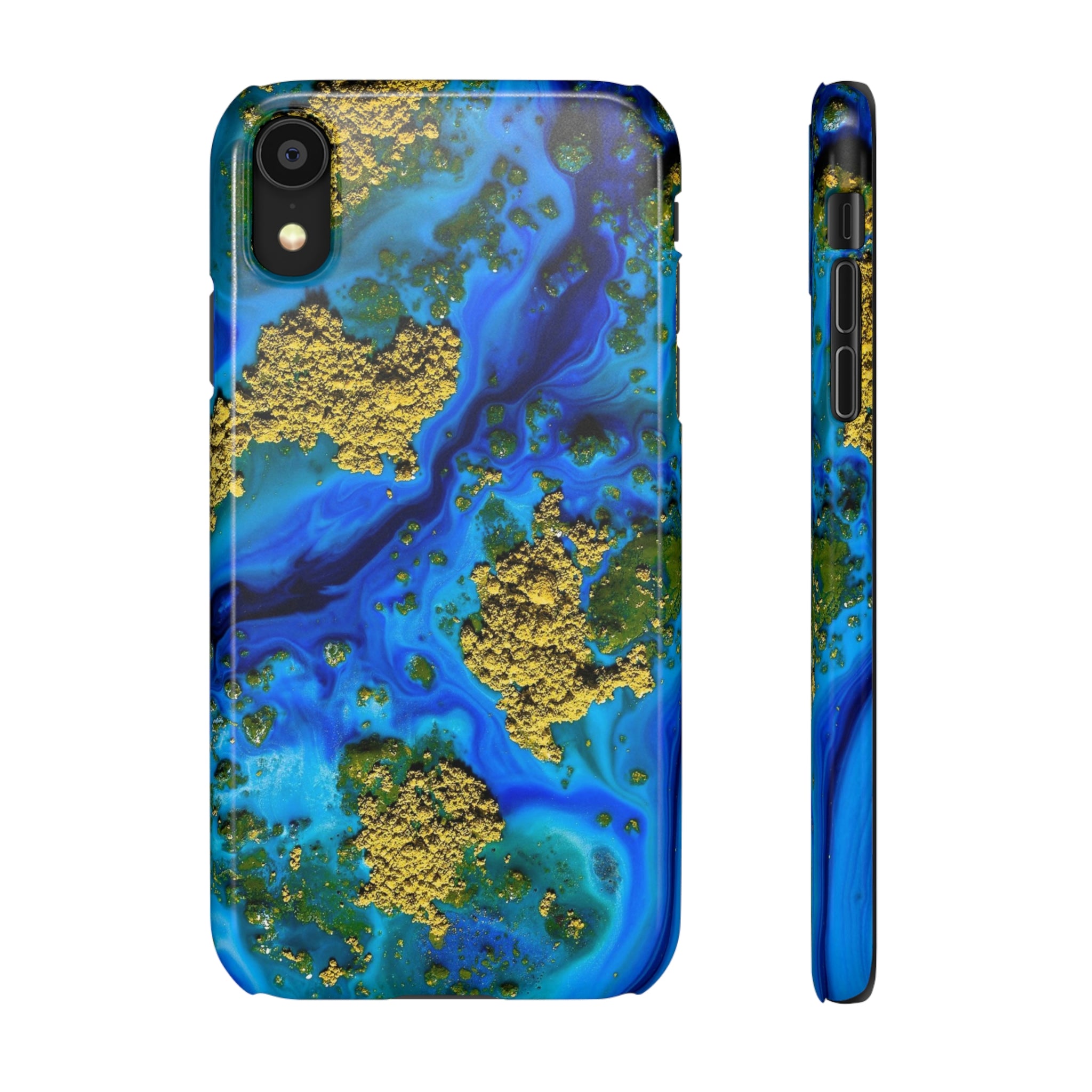 Blue Clear Ocean Ink Art iPhone Case (Slim) iPhone XR Glossy Phone Case