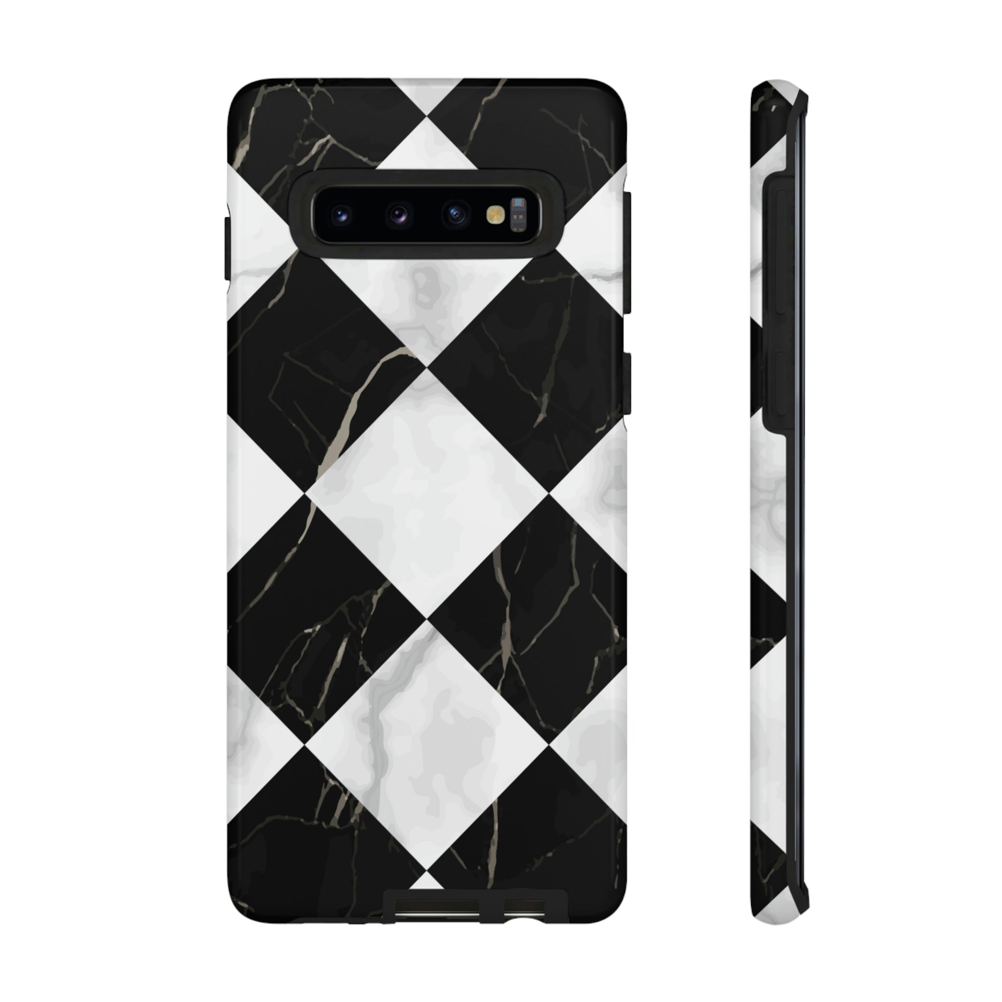 Check Marble Android Case (Protective) Samsung Galaxy S10 Glossy Phone Case