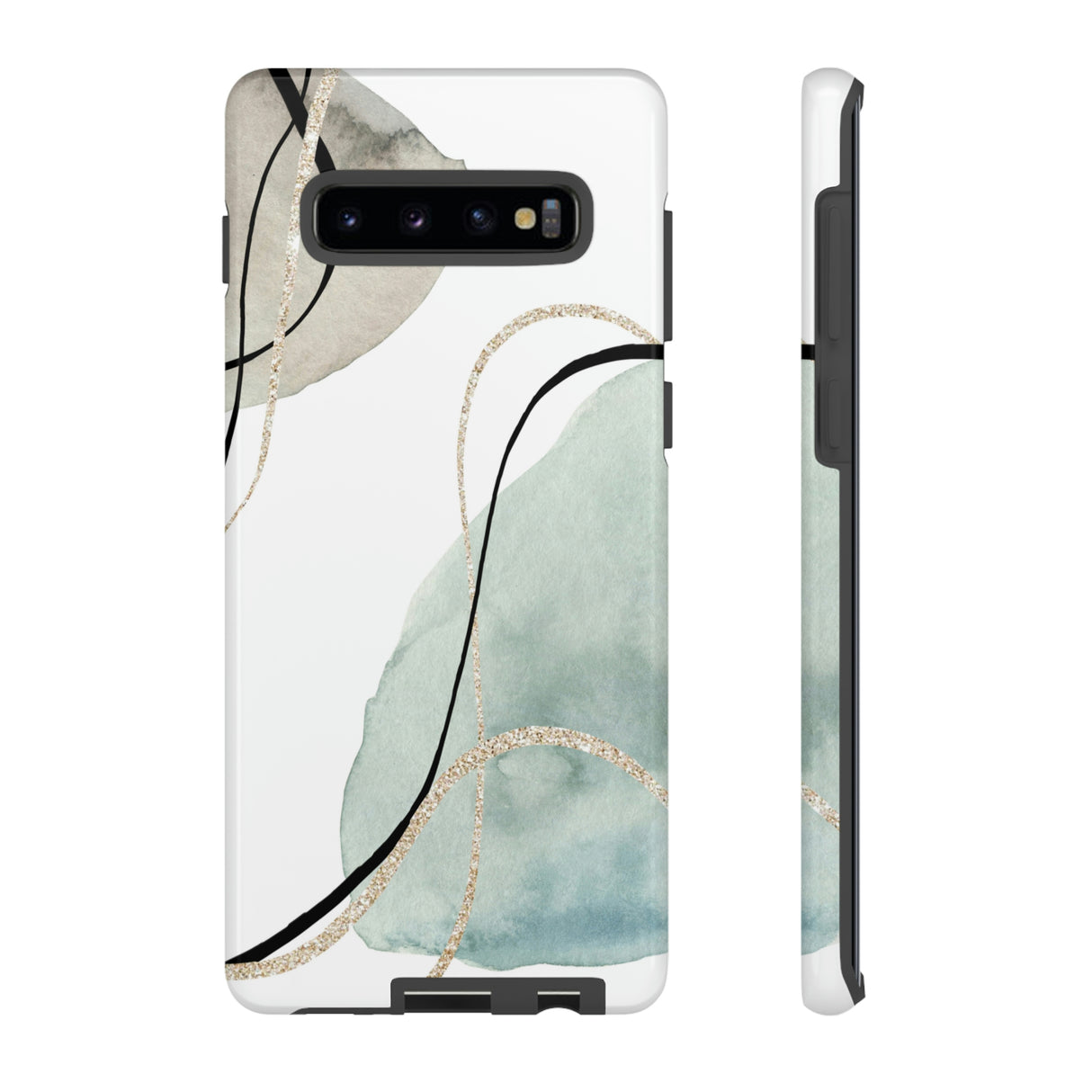 Green Watercolor Android Case (Protective) Samsung Galaxy S10 Plus Glossy Phone Case