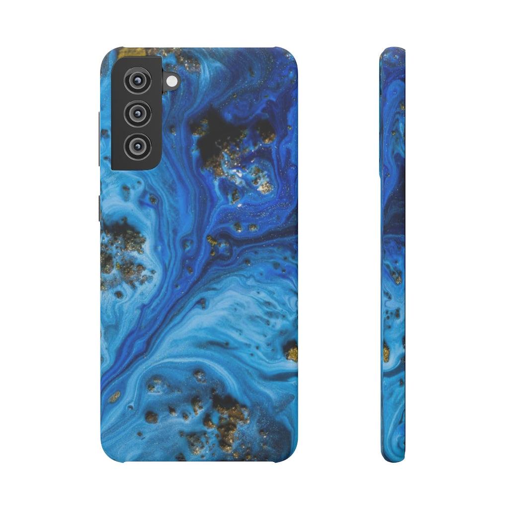 Blue Ice Melt Ink Art Android Case (Slim) Samsung Galaxy S21 Plus Matte Phone Case