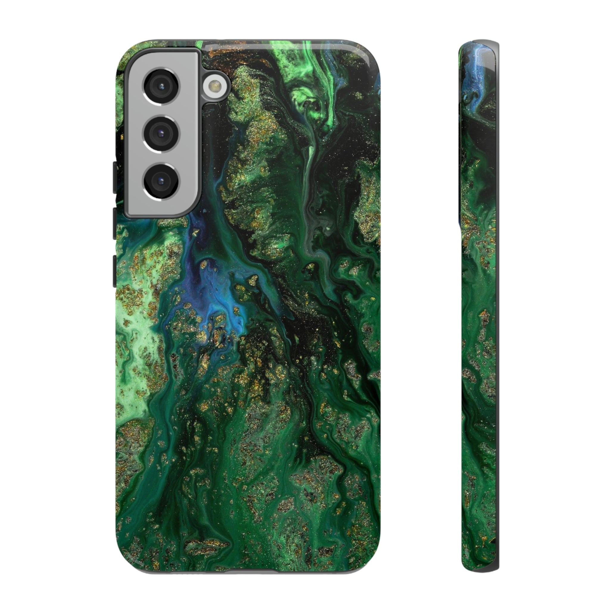 Green Liquid Marble Ink Art Android Case (Protective) Samsung Galaxy S22 Plus Glossy Phone Case