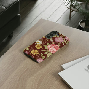 Dark red Vintage Flower Samsung Case (Protective) Phone Case