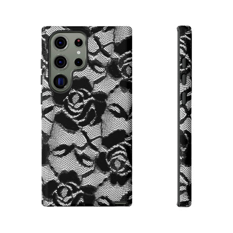 Black Rose Lace Gothic Flower Samsung Case (Protective) Samsung Galaxy S23 Ultra Glossy Phone Case