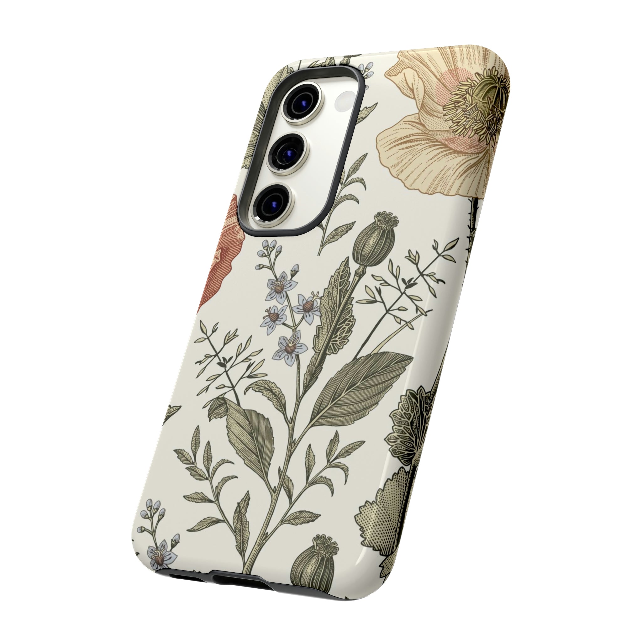 Poppy Brown Vintage Flower Samsung Case (Protective) Phone Case