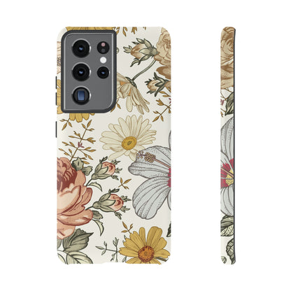 Linear Vintage Flower Samsung Case (Protective) Samsung Galaxy S21 Ultra Matte Phone Case