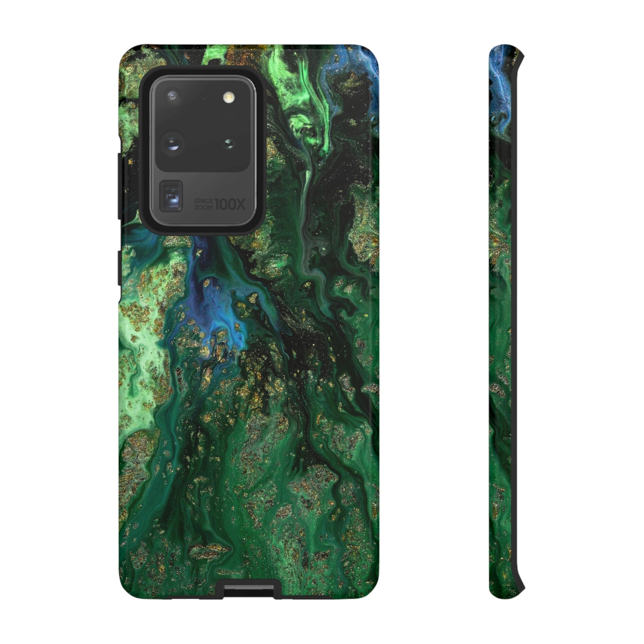 Green Liquid Marble Ink Art Android Case (Protective) Samsung Galaxy S20 Ultra Glossy Phone Case