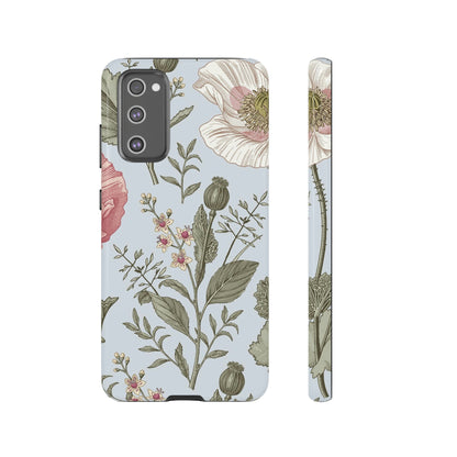 Poppy Blue Vintage Flower Samsung Case (Protective) Samsung Galaxy S20 FE Glossy Phone Case