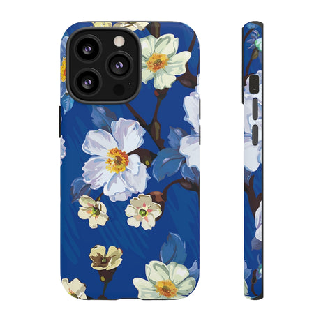 Elegant Flower on Blue iPhone Case (Protective) iPhone 13 Pro Matte Phone Case