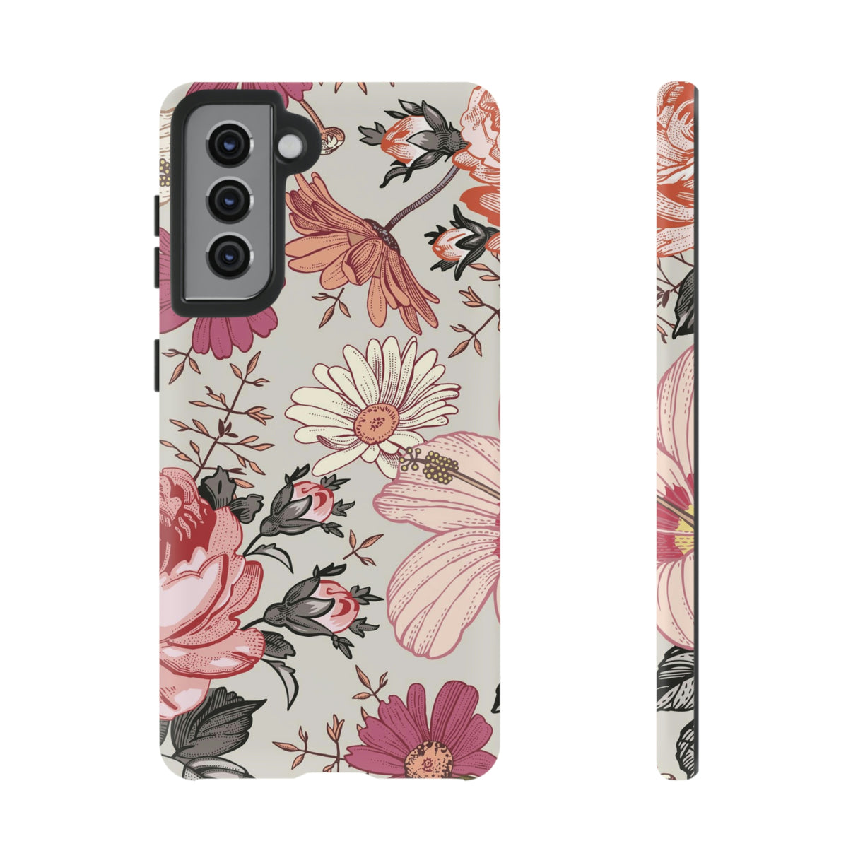 Pink daisies Vintage Flower Samsung Case (Protective) Samsung Galaxy S21 Matte Phone Case