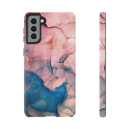 Pink Alcohol ink Marble Android Case (Protective) Samsung Galaxy S21 Plus Matte Phone Case