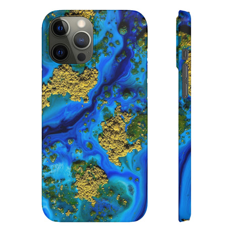 Blue Clear Ocean Ink Art iPhone Case (Slim) iPhone 12 Pro Max Glossy Phone Case