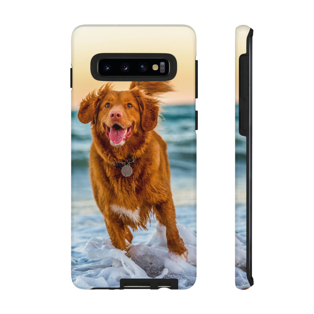 Happy Beach Dog Android Case (Protective) Samsung Galaxy S10 Glossy Phone Case