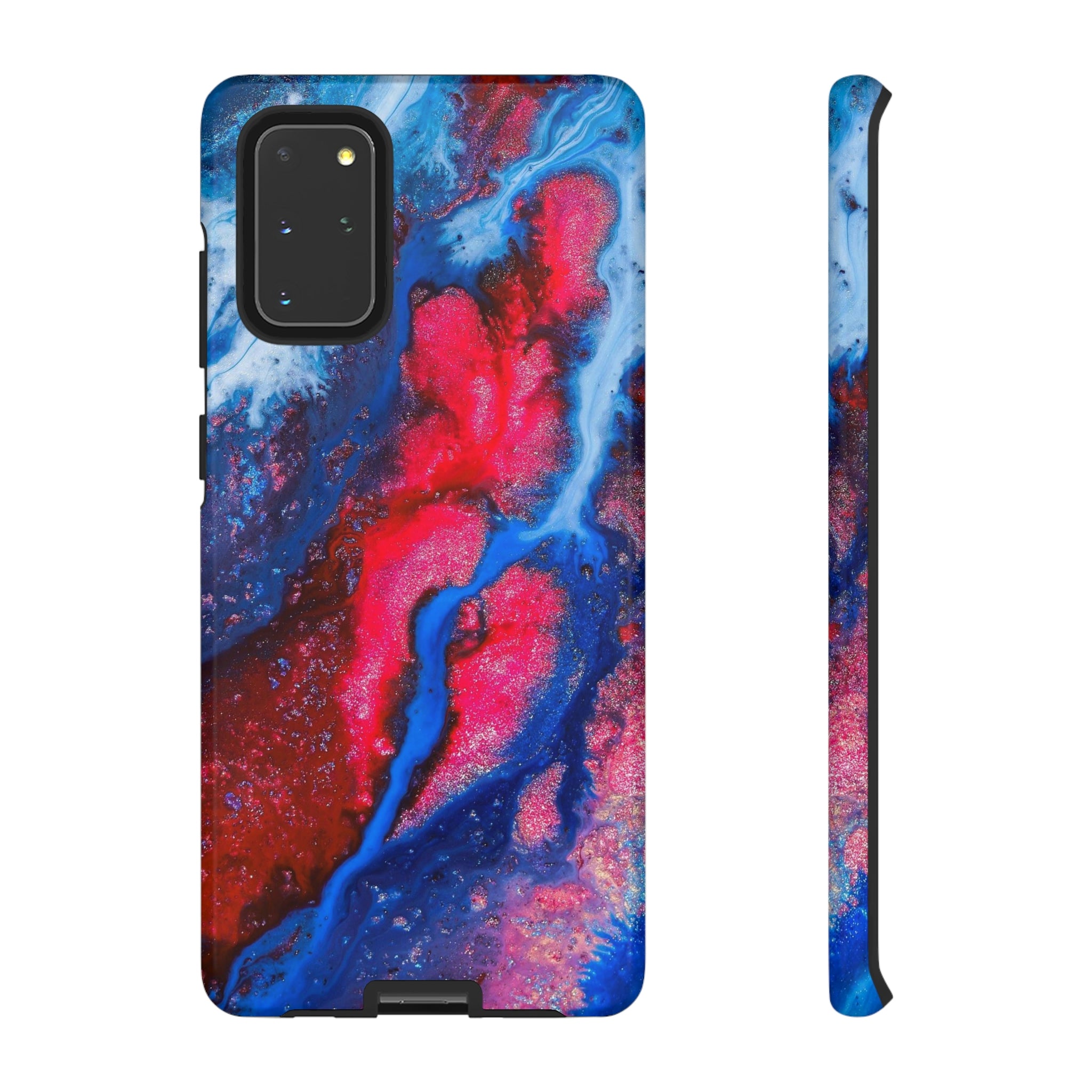 Red n Blue Ink Art Android Case (Protective) Samsung Galaxy S20+ Glossy Phone Case