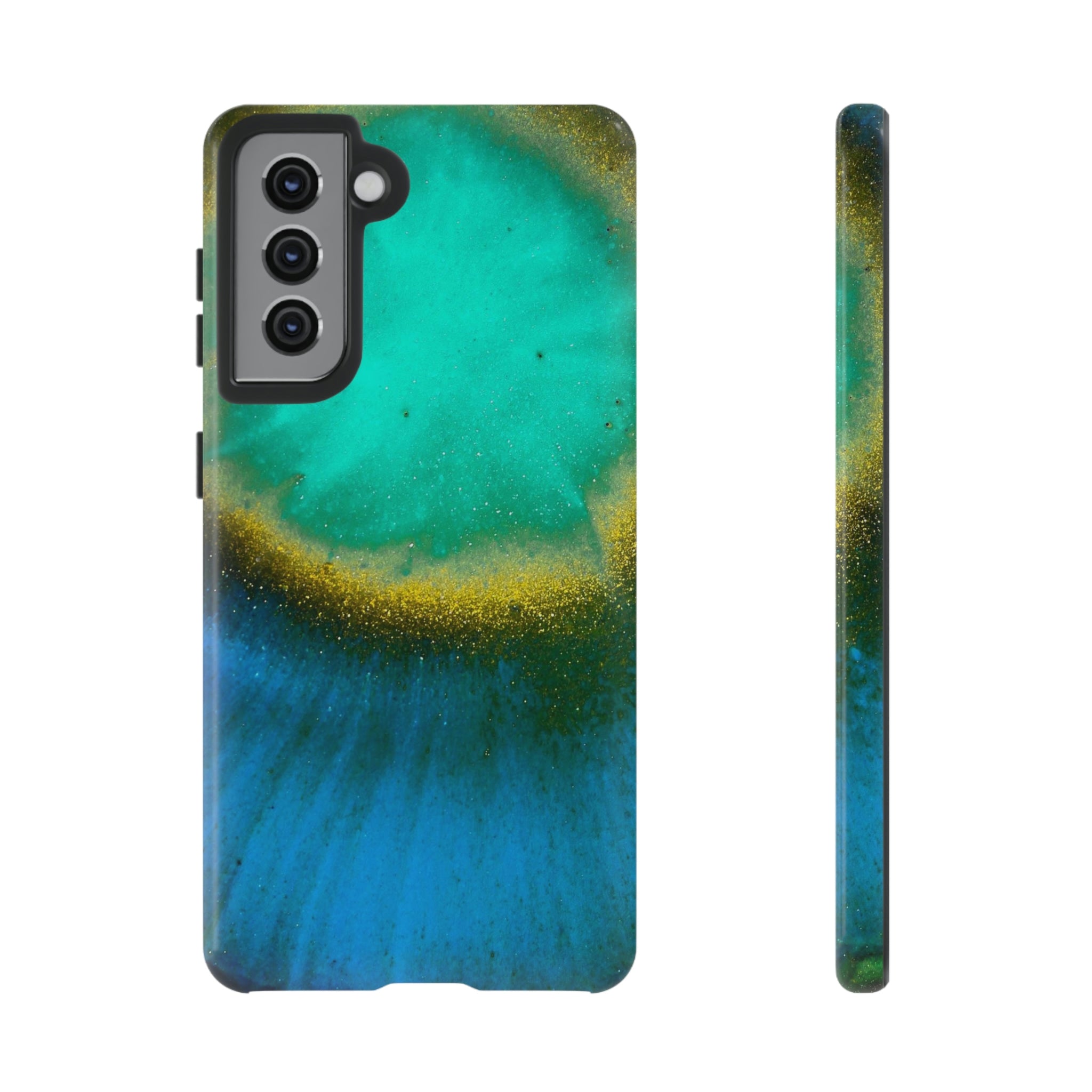 Green Yelly Ink Art Android Case (Protective) Samsung Galaxy S21 Glossy Phone Case