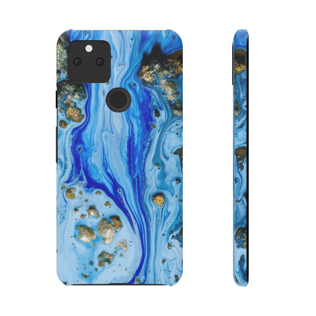 Blue Ice Ink Art Android Case (Slim) Google Pixel 5 Glossy Phone Case