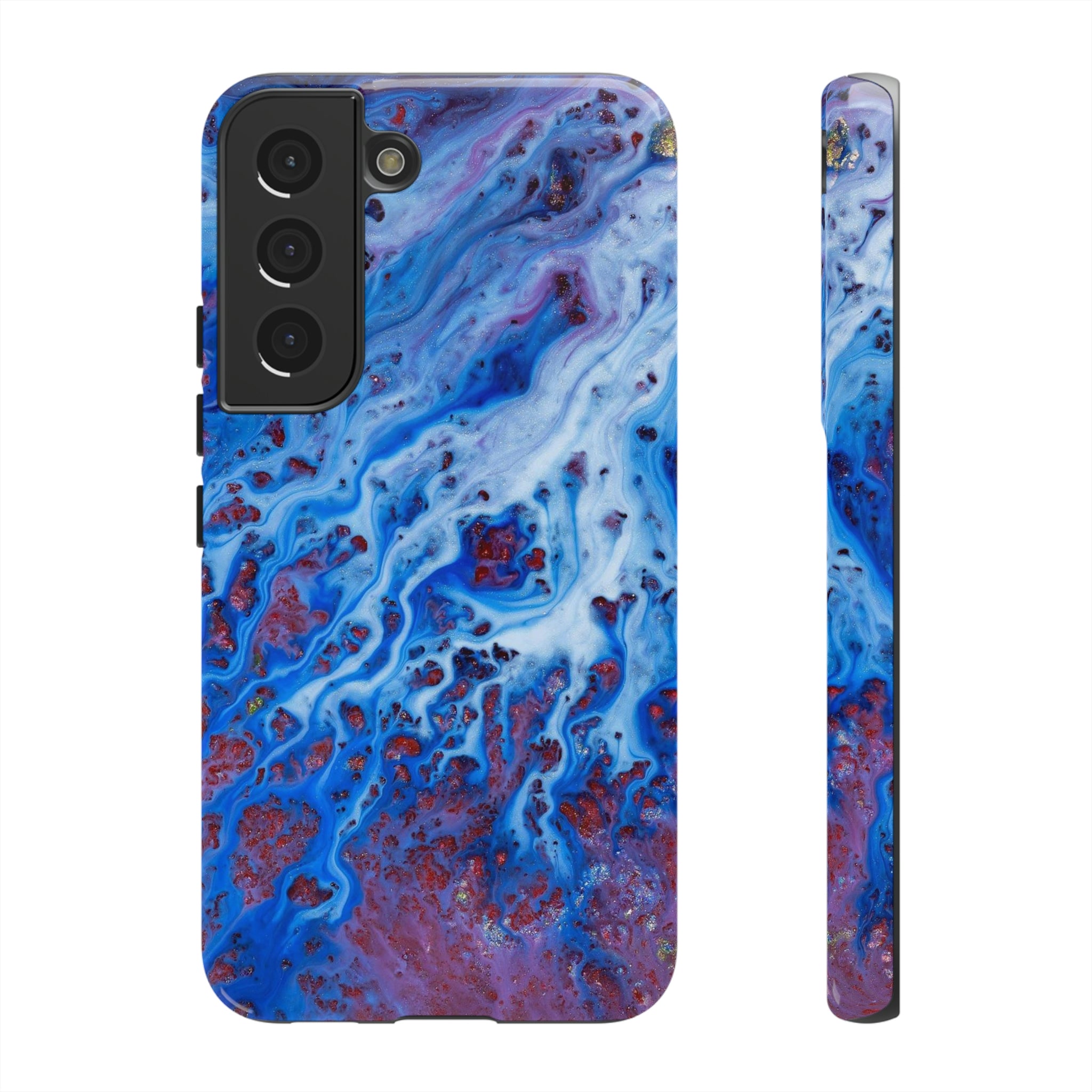 Ice Blue River Ink Art Android Case (Protective) Samsung Galaxy S22 Glossy Phone Case