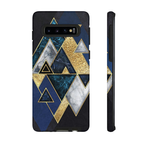 Dark Blue Geometric Android Case (Protective) Samsung Galaxy S10 Glossy Phone Case