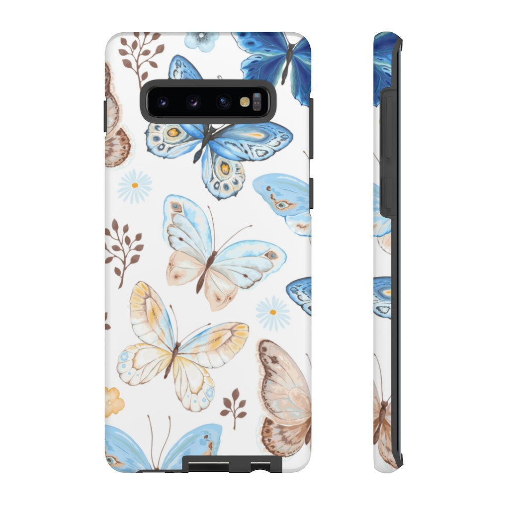 Flying Butterflies, Blue and Yellow Samsung Case (Protective) Samsung Galaxy S10 Plus Matte Phone Case