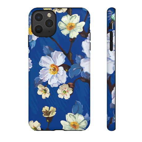 Elegant Flower on Blue iPhone Case (Protective) iPhone 11 Pro Max Matte Phone Case