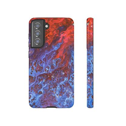 Blue Lava Ink Art Android Case (Protective) Samsung Galaxy S21 FE Glossy Phone Case