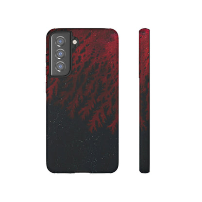 Dark Red Space Ink Art Android Case (Protective) Samsung Galaxy S21 FE Matte Phone Case