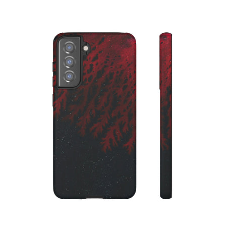 Dark Red Space Ink Art Android Case (Protective) Samsung Galaxy S21 FE Matte Phone Case