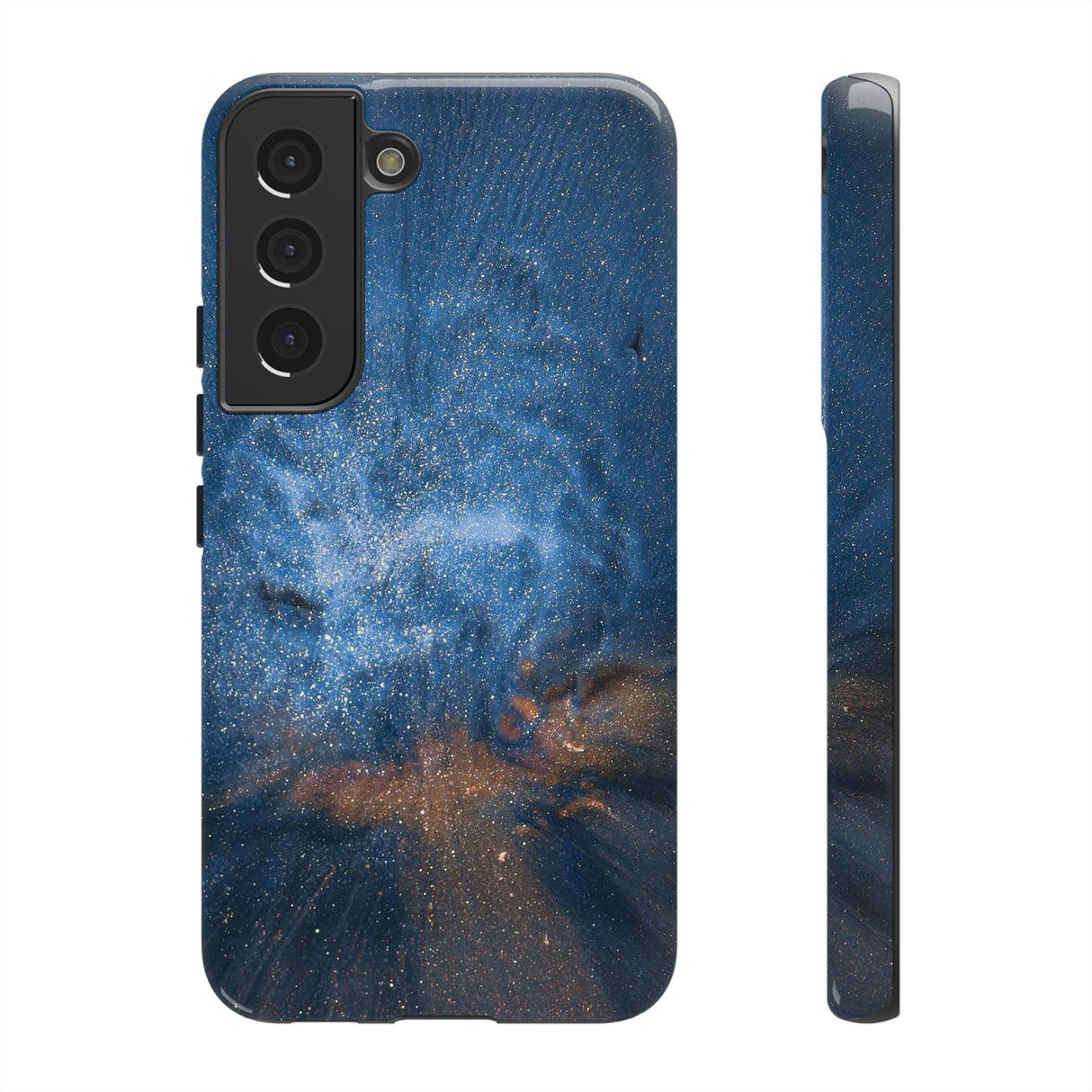 Blue Stardust Ink Art Android Case (Protective) Samsung Galaxy S22 Glossy Phone Case