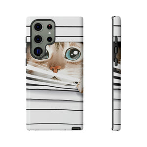 Cute Cat Window Android Case (Protective) Samsung Galaxy S23 Ultra Glossy Phone Case