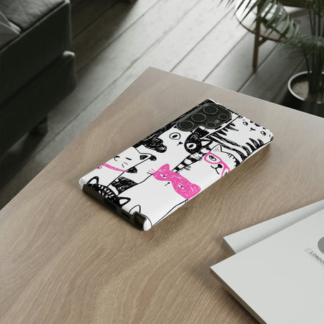 Black & Pink Cat Pattern Android Case (Protective) Phone Case