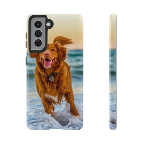 Happy Beach Dog Android Case (Protective) Samsung Galaxy S21 Glossy Phone Case