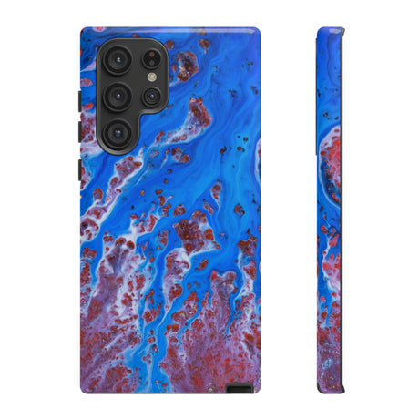 Bright Blue Ink Art Android Case (Protective) Samsung Galaxy S22 Ultra Glossy Phone Case