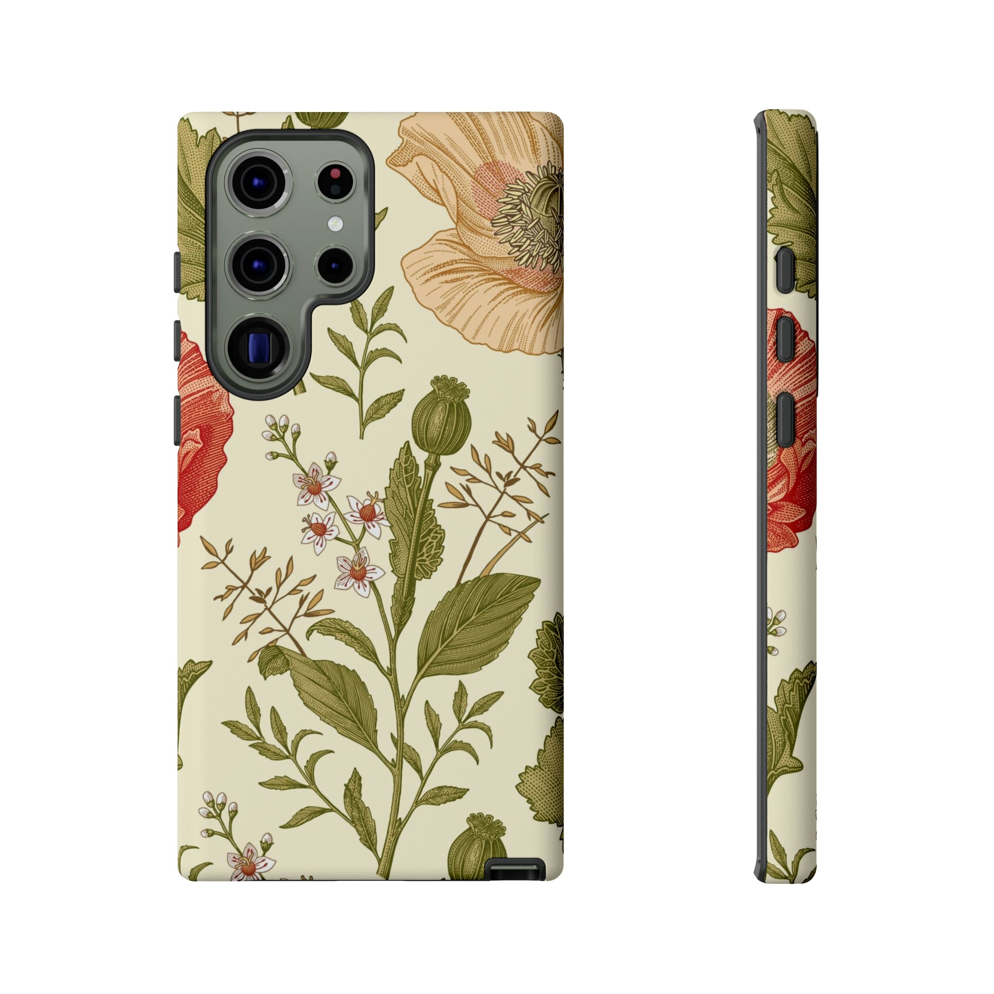 Poppy Red Vintage Flower Samsung Case (Protective) Samsung Galaxy S23 Ultra Matte Phone Case