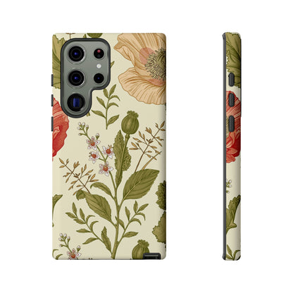 Poppy Red Vintage Flower Samsung Case (Protective) Samsung Galaxy S23 Ultra Matte Phone Case