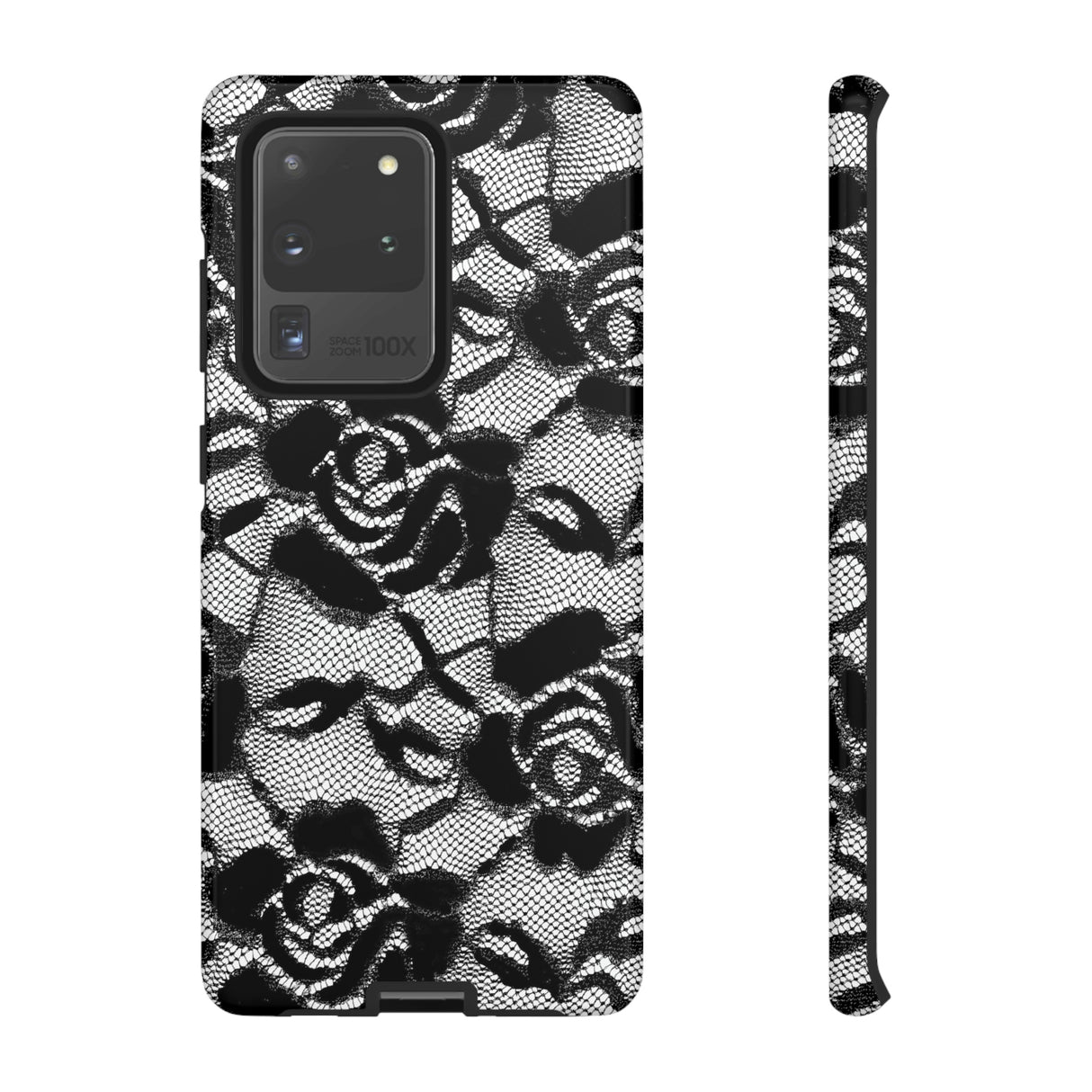 Black Rose Lace Gothic Flower Samsung Case (Protective) Samsung Galaxy S20 Ultra Glossy Phone Case