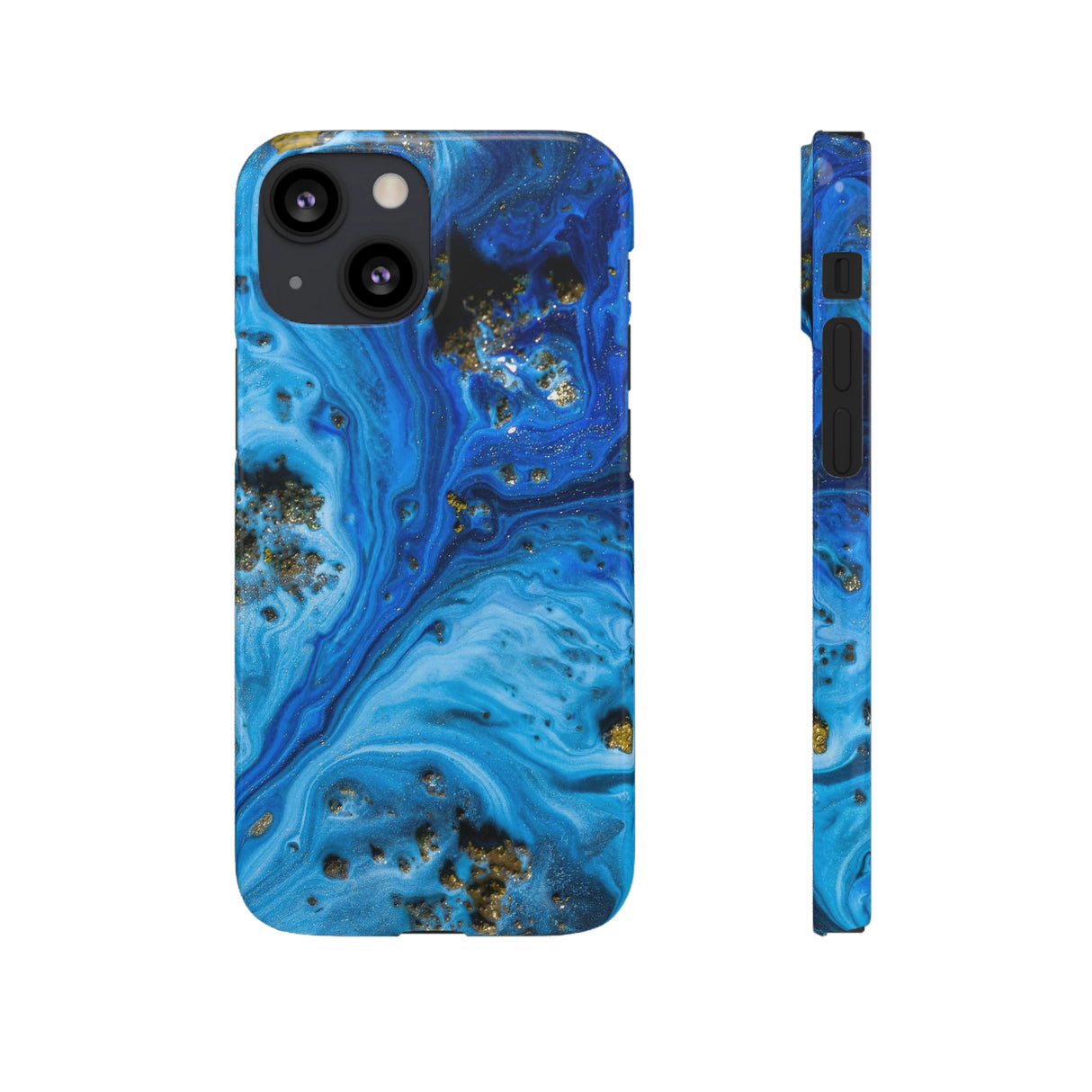 Blue Ice Melt Ink Art iPhone Case (Slim) iPhone 13 Mini Glossy Phone Case