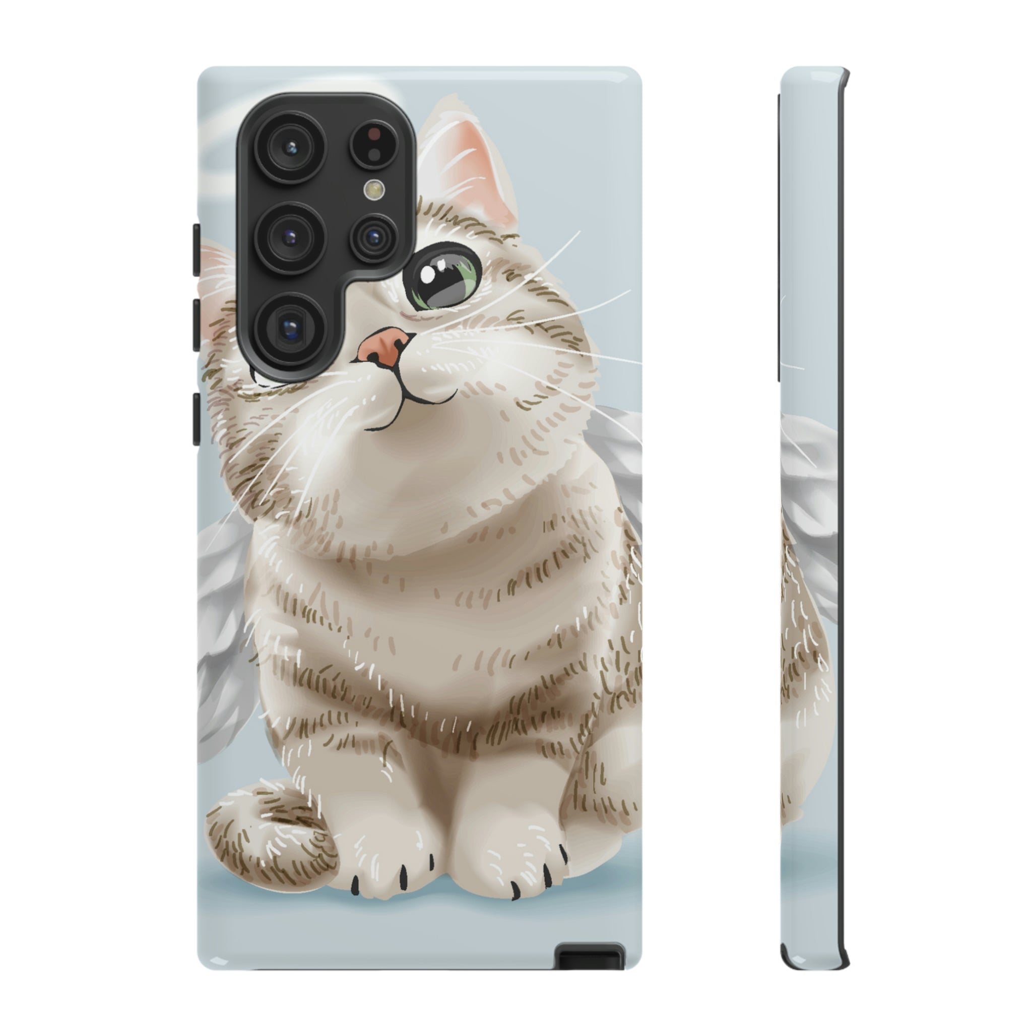 Cute Angel Cat Android Case (Protective) Samsung Galaxy S22 Ultra Glossy Phone Case