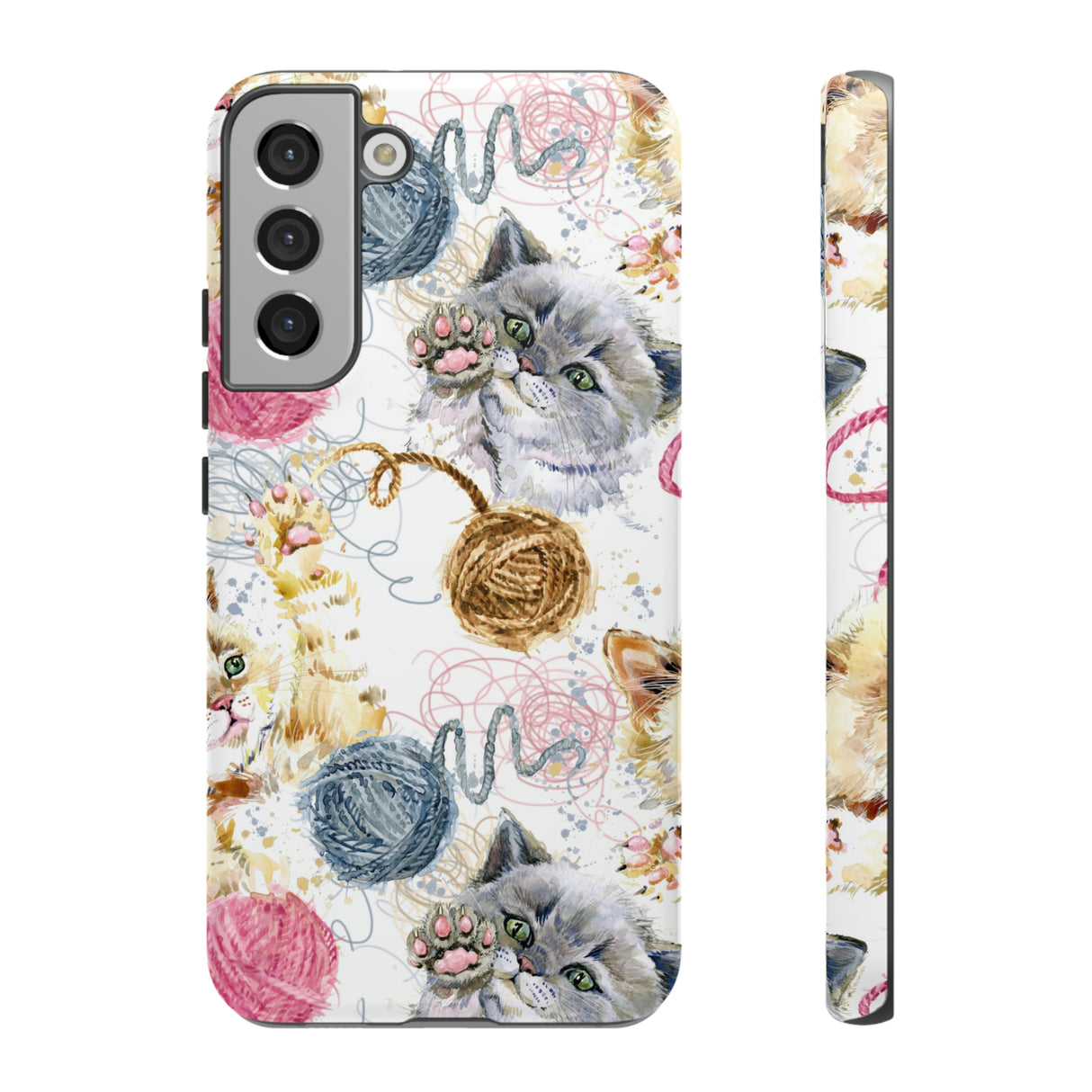 Cute Kitten Pattern Android Case (Protective) Samsung Galaxy S22 Plus Glossy Phone Case