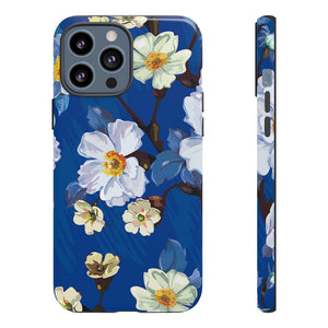 Elegant Flower on Blue iPhone Case (Protective) iPhone 13 Pro Max Glossy Phone Case