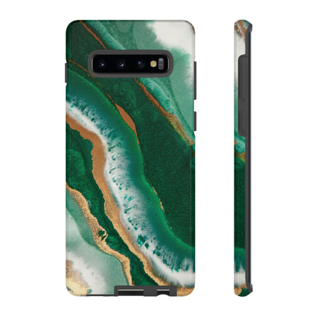 Green & Gold Epoxy Android Case (Protective) Samsung Galaxy S10 Plus Glossy Phone Case