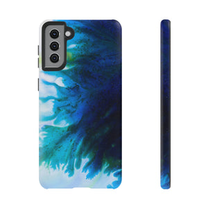 Blue Liquid Ink Art Android Case (Protective) Samsung Galaxy S21 Plus Matte Phone Case