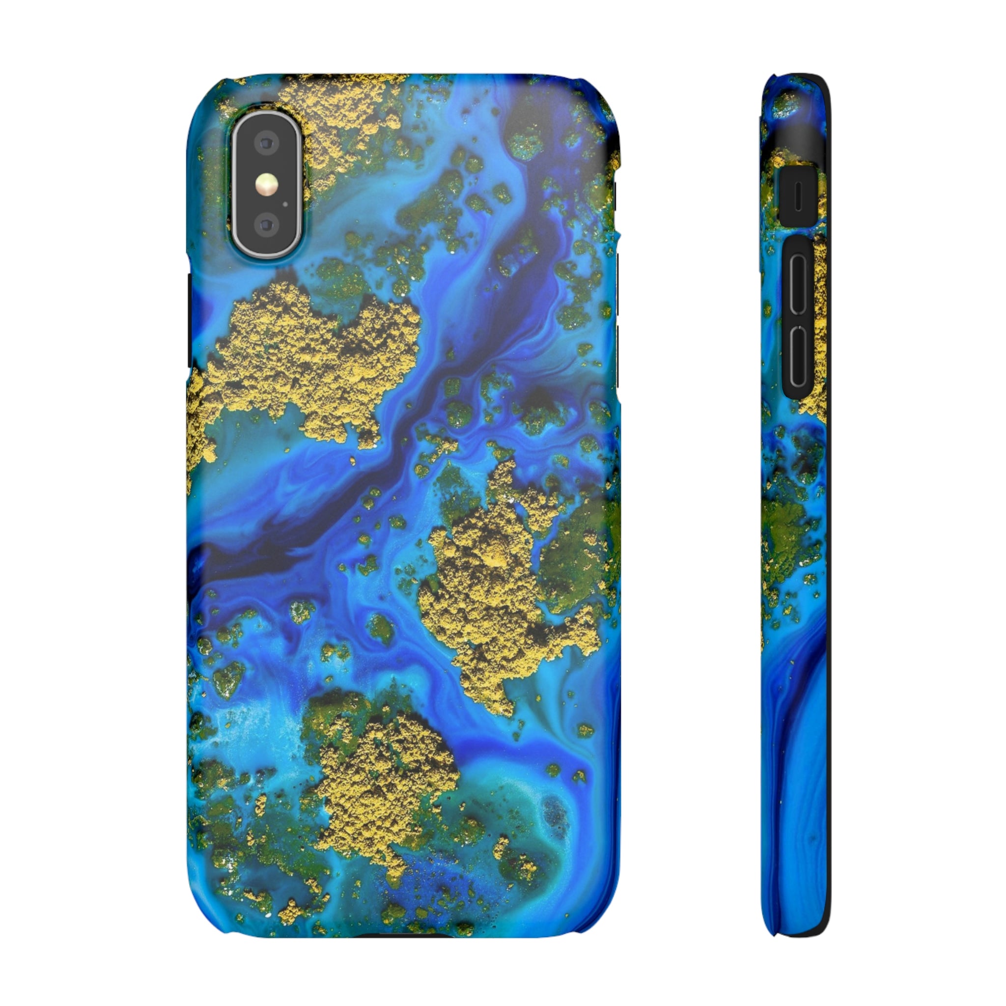 Blue Clear Ocean Ink Art iPhone Case (Slim) iPhone XS Matte Phone Case