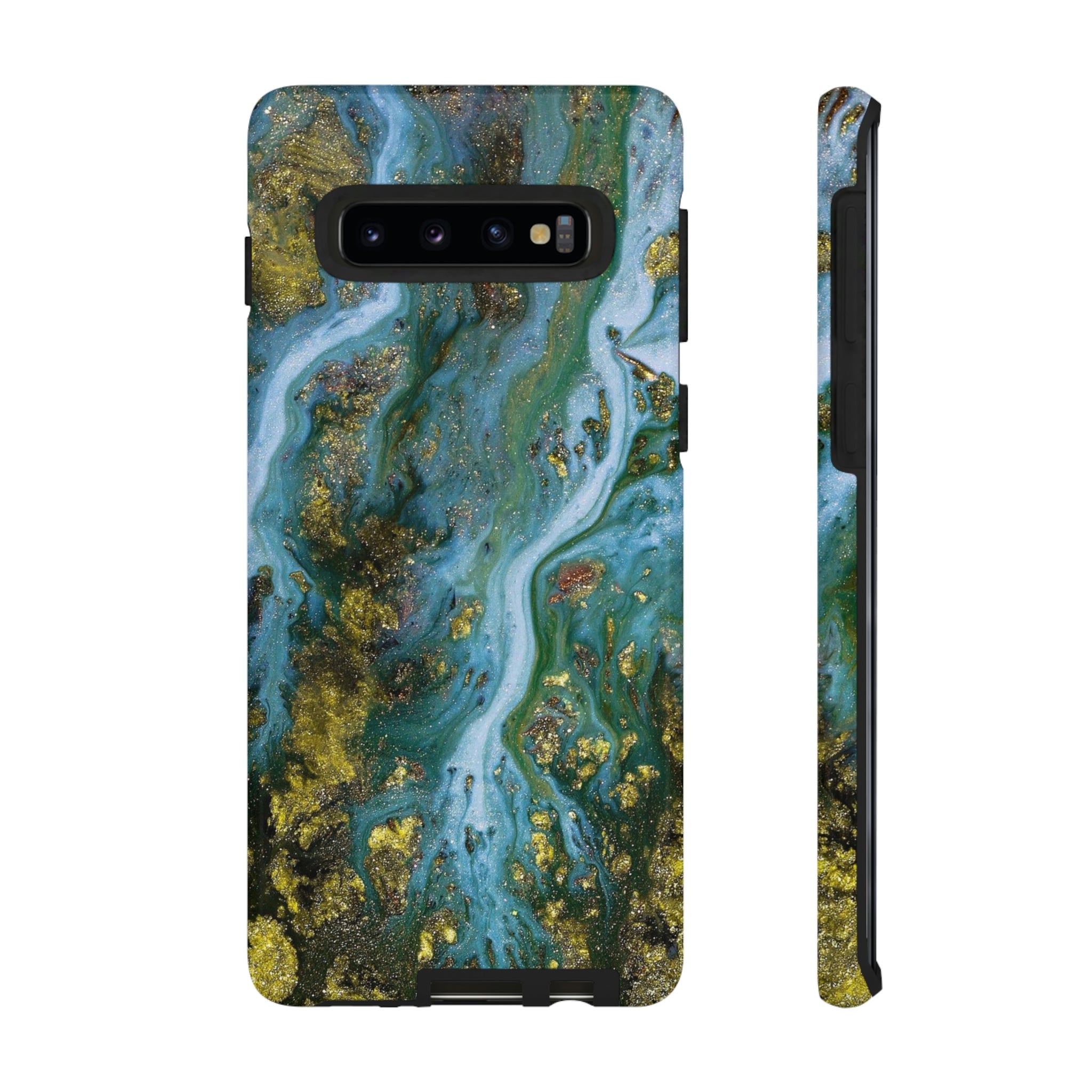 Ocean Blue Ink Art Android Case (Protective) Samsung Galaxy S10 Glossy Phone Case